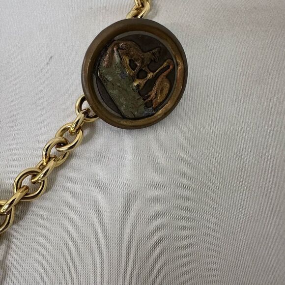 Vintage Assemblage Antique Button On 80s Chain Necklace WOW - Picture 5 of 14